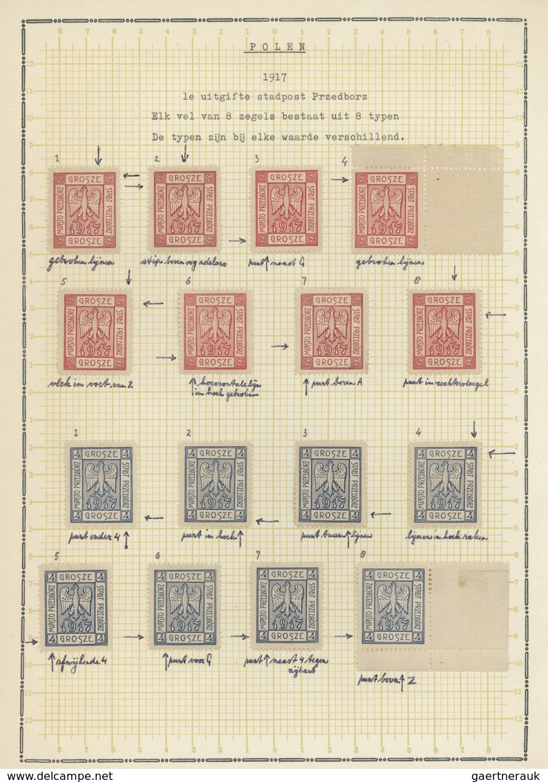 Polen - Bestellpostanstalten: PRZEDBORZ 1917, 2gr. Carmine And 4gr. Blue, Perforated 11½, All Eight - Andere & Zonder Classificatie