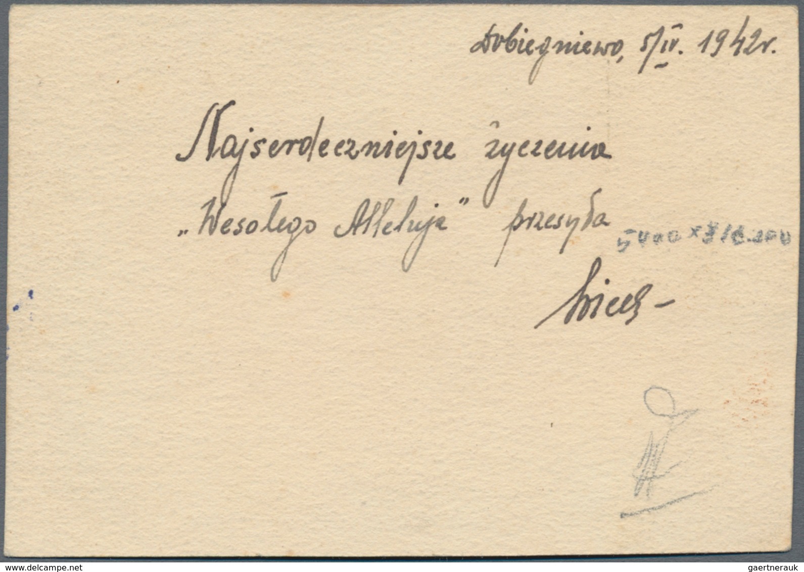 Polen - Lagerpost: Woldenberg: 1942, Internal Camp Mail 10 F Smooth Average Grey Blue Paper On Provi - Other & Unclassified