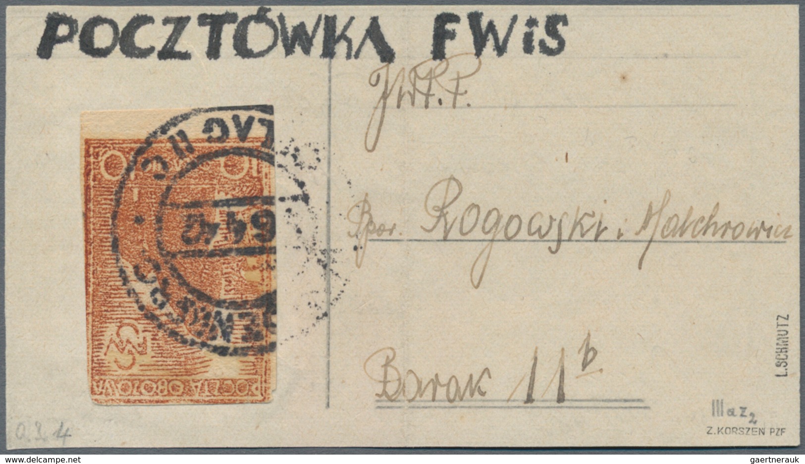 Polen - Lagerpost: Woldenberg: 1942, Internal Camp Mail 10 F Yellowish Rough Thick Paper On Provisio - Other & Unclassified