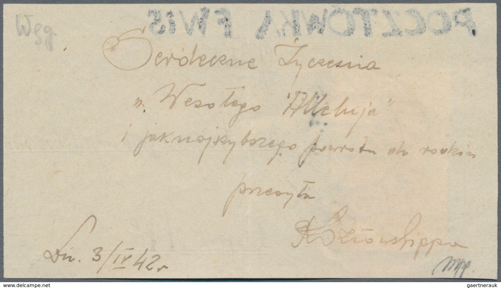 Polen - Lagerpost: Woldenberg: 1942, Internal Camp Mail 10 F Yellowish Rough Thick Paper On Provisio - Other & Unclassified