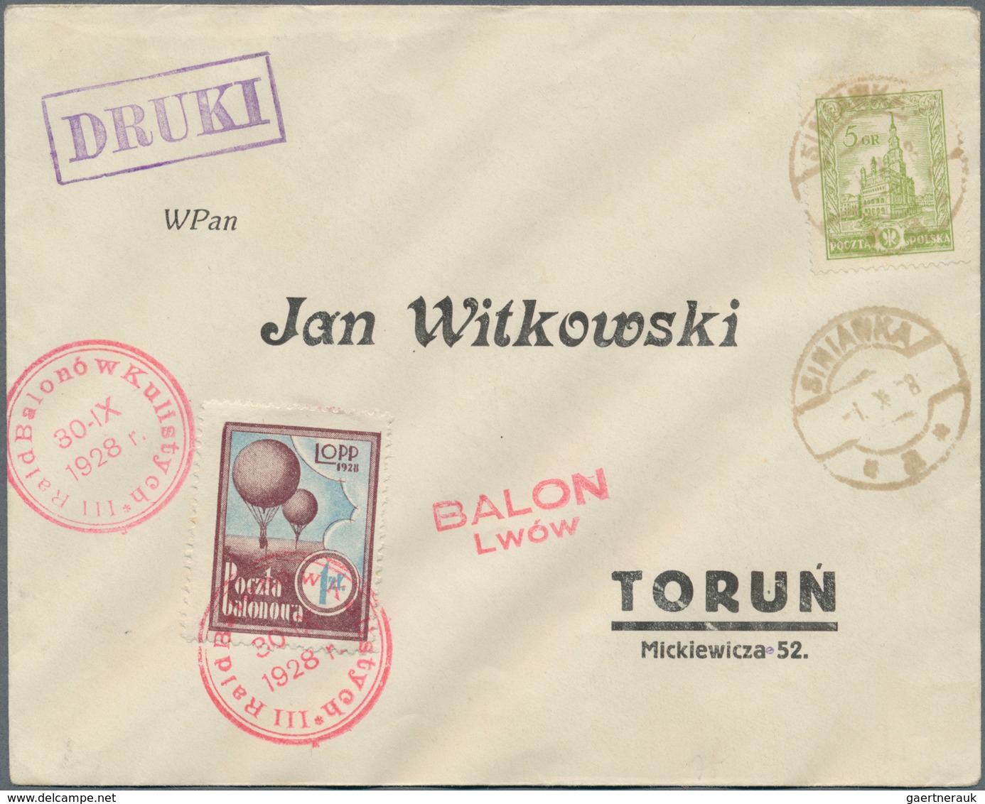 Polen - Besonderheiten: 1928, 30.IX., Poland, Balloon "Lwów", Two Covers With Perforated And Imperfo - Sonstige & Ohne Zuordnung