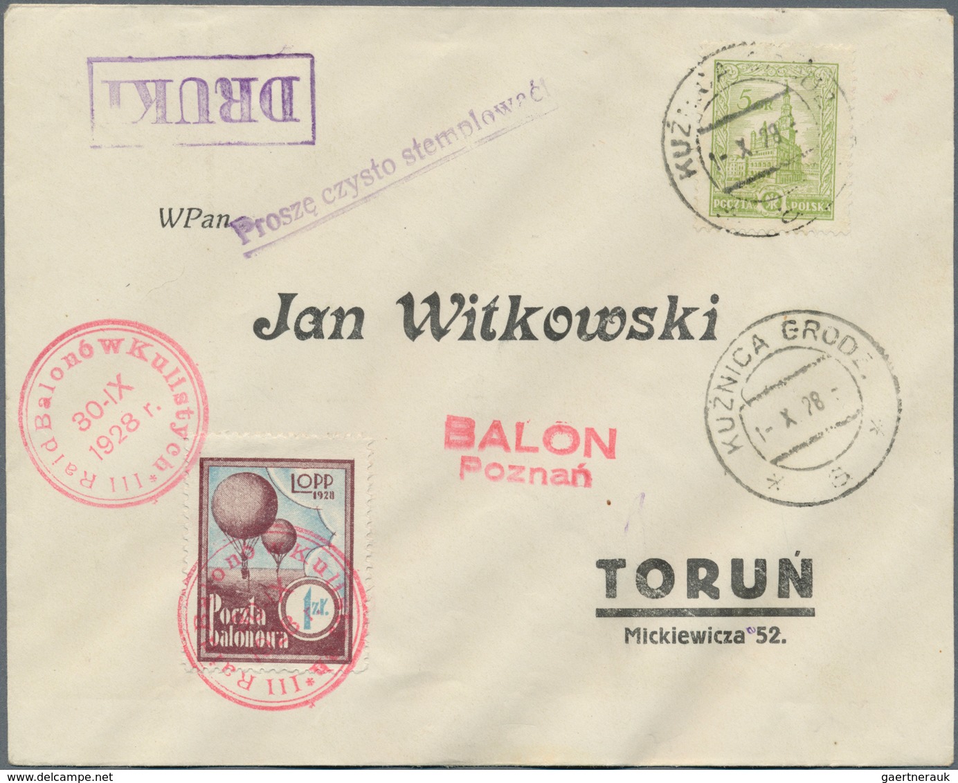 Polen - Besonderheiten: 1928, 30.IX., Poland, Balloon "Poznan", Two Covers With Perforated And Imper - Altri & Non Classificati