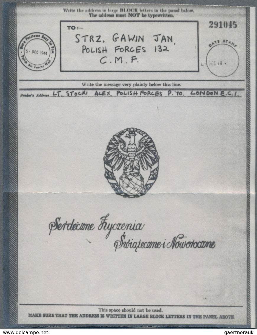 Polen - Besonderheiten: 1944 Uncensored Airgraph, With Polish Eagle Over Globe, With Warm Congratula - Andere & Zonder Classificatie
