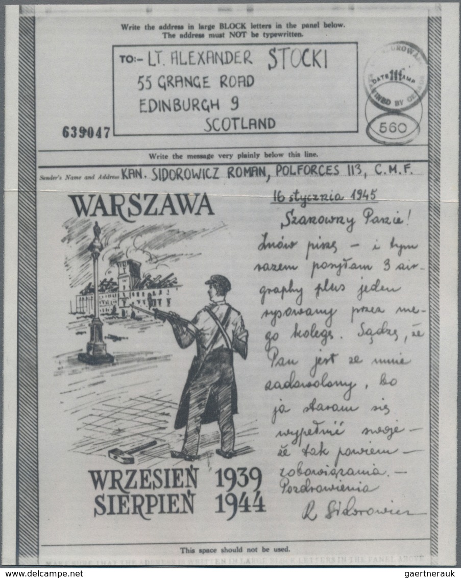 Polen - Besonderheiten: 1945 By Polish Censorship Examined Airgraph, With A View Of Warsaw, An Armed - Andere & Zonder Classificatie