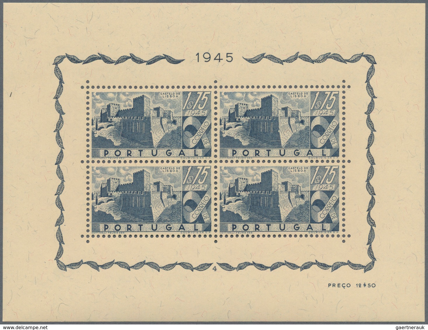 Portugal: 1946, Portuguese Castles ‚set Of Four‘ Miniature Sheets With Plate Numbers 1 To 4, Mint Ne - Other & Unclassified