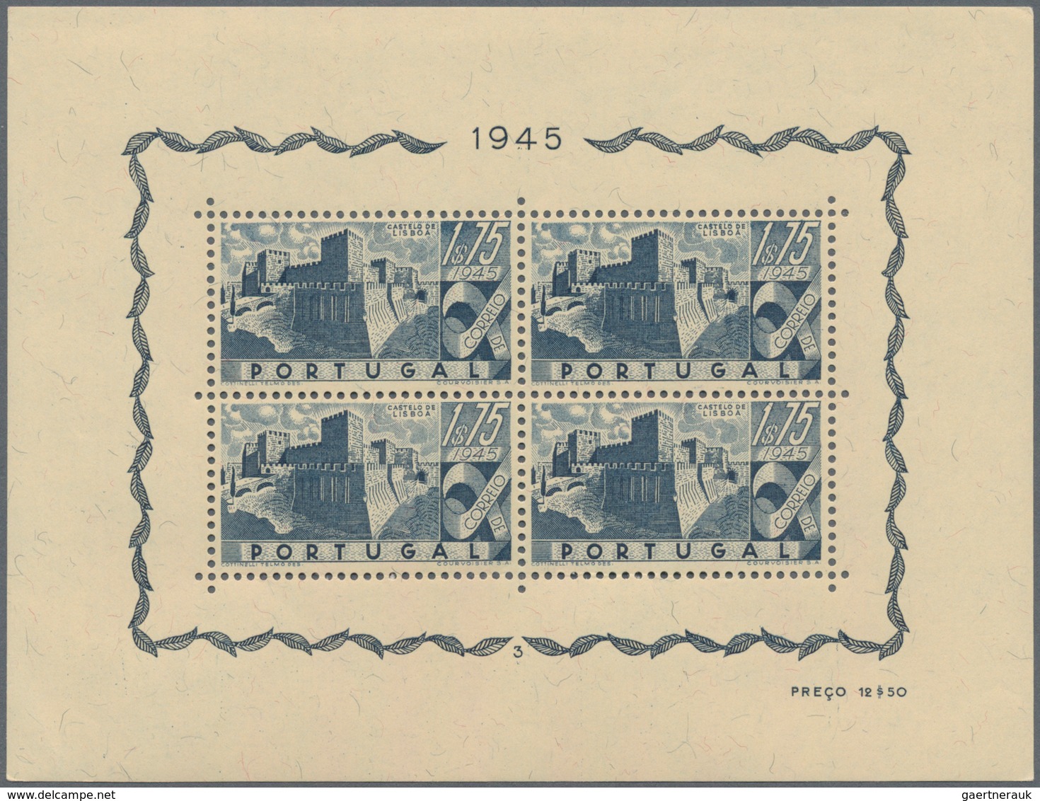 Portugal: 1946, Portuguese Castles ‚set Of Four‘ Miniature Sheets With Plate Numbers 1 To 4, Mint Ne - Andere & Zonder Classificatie