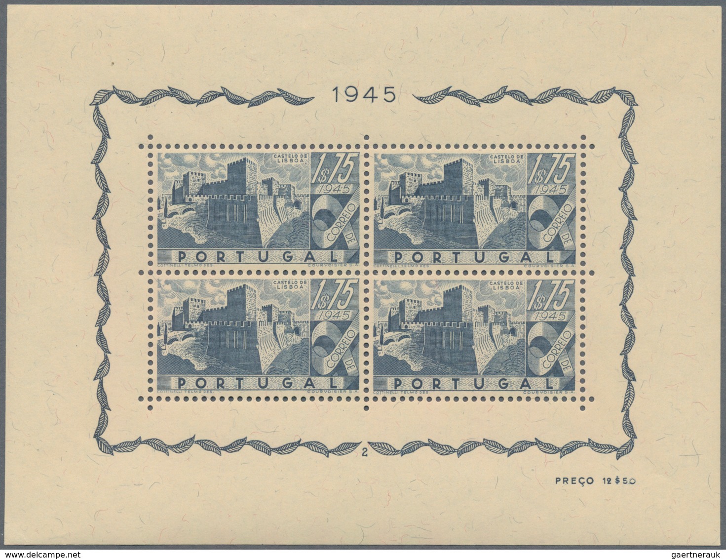 Portugal: 1946, Portuguese Castles ‚set Of Four‘ Miniature Sheets With Plate Numbers 1 To 4, Mint Ne - Andere & Zonder Classificatie