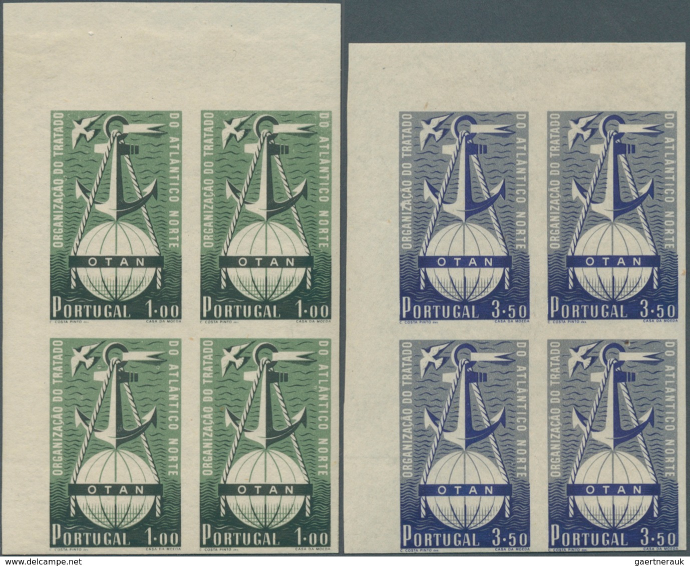 Portugal: 1952. Complete Set (2 Values) "North Atlantic Treaty Signing, 3rd Anniversary" In IMPERFOR - Andere & Zonder Classificatie