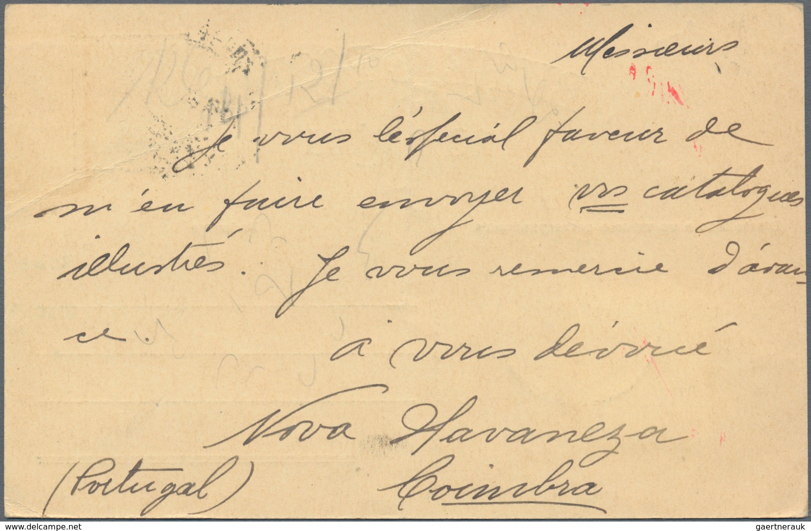 Portugal - Ganzsachen: 1910, Handwritten "Republica": Card 10 R. Uprated 10 R. Both With Manuscript - Postwaardestukken