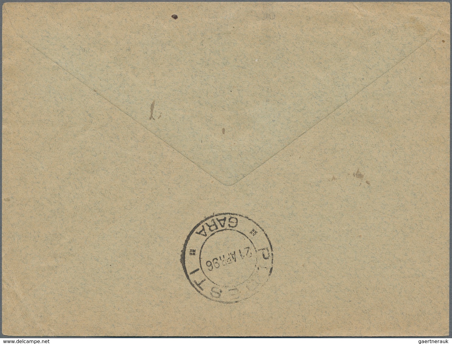 Rumänien - Rumänische Post In Der Levante: 1896, 2 X 10 Pa On 5 B Blue With Ovp In Violet, 20 Pa On - Levant (Turkije)