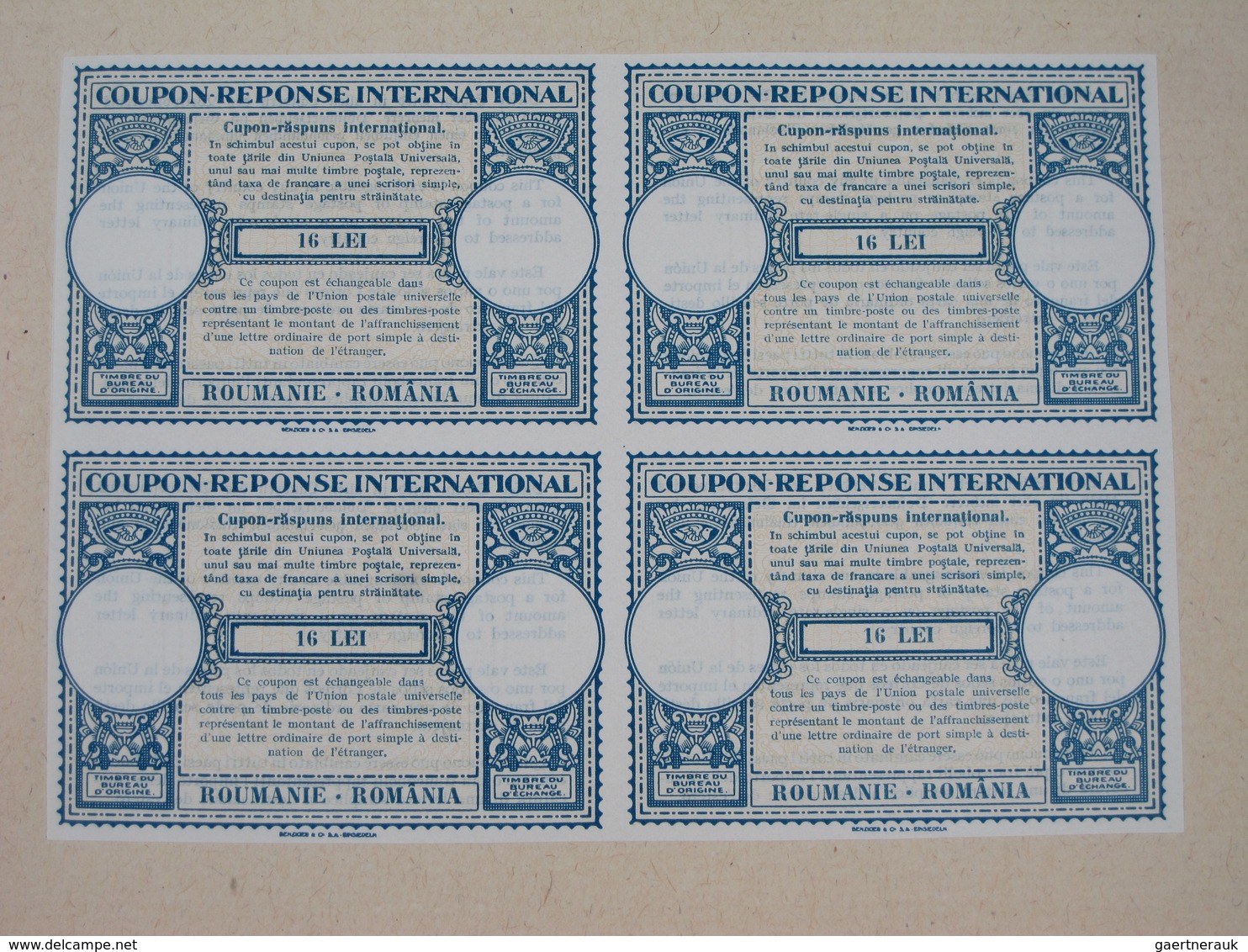 Rumänien - Ganzsachen: 1947, INTERNATIONAL REPLY COUPON »Roumanie.Romania – 16 Lei« (London Design) - Postwaardestukken