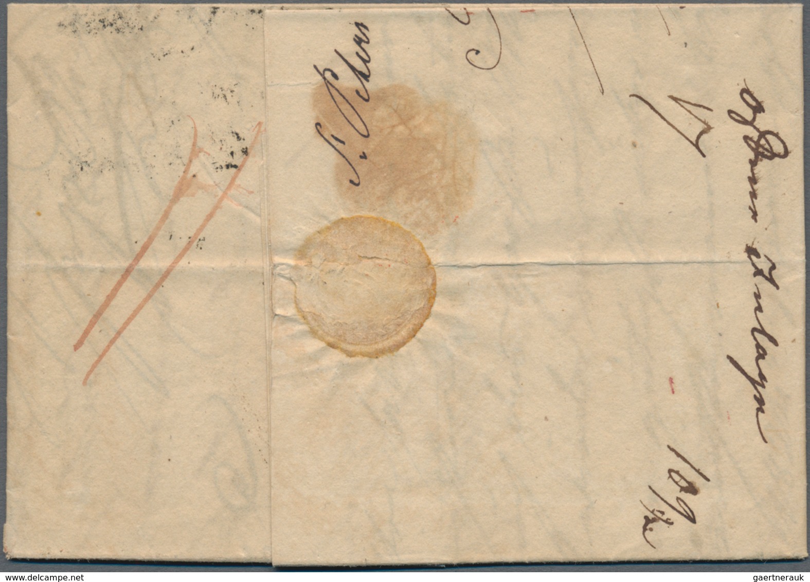 Russland - Vorphilatelie: 1825 FL From St. Petersburg To Bordeaux France, With Red PP And Also Red D - ...-1857 Voorfilatelie