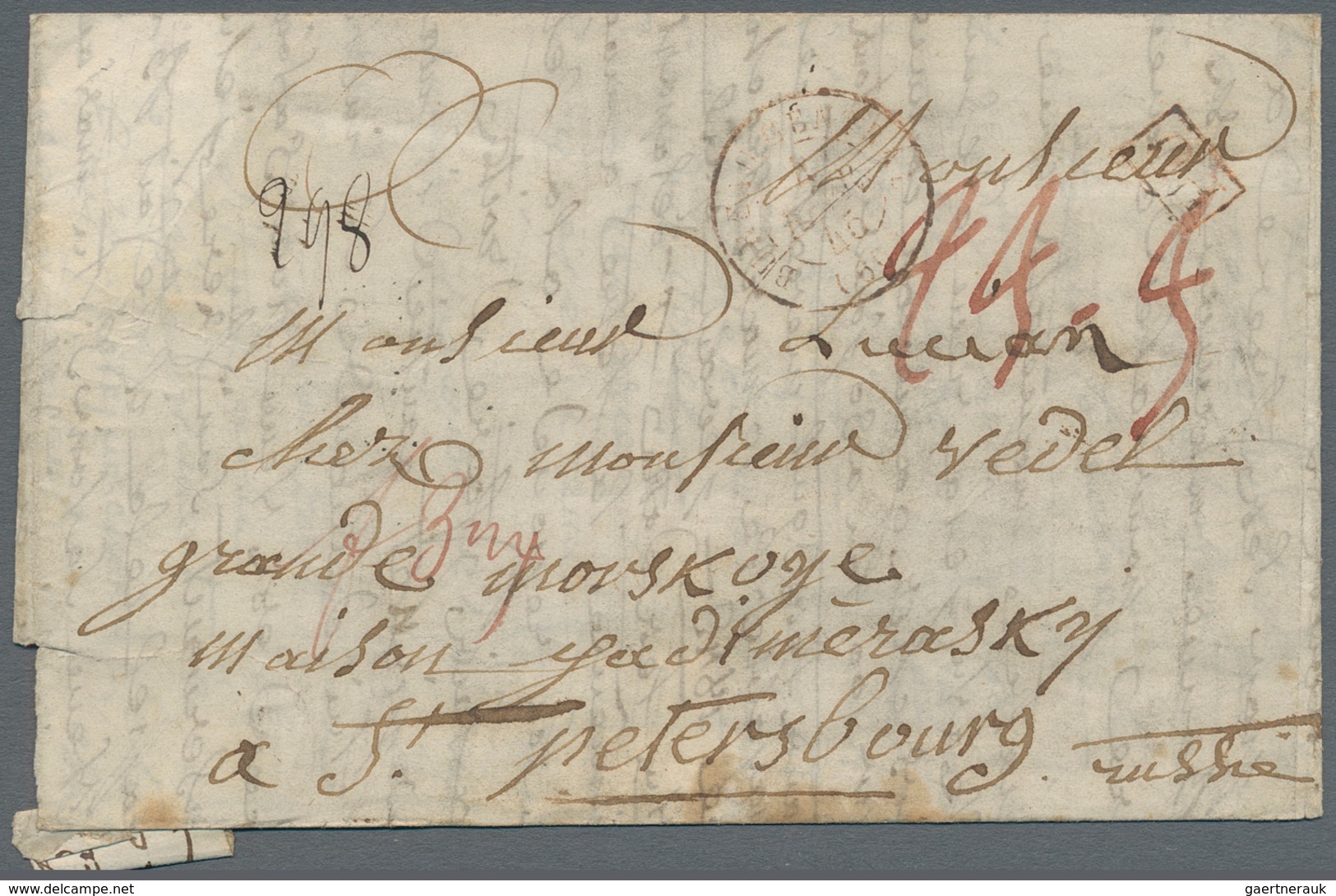 Russland - Vorphilatelie: 1845/56 four covers all sent from/to St. Petersburg with different cancels