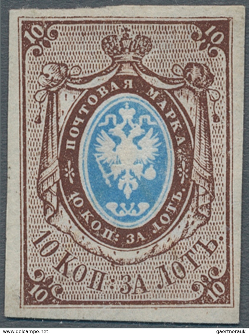 Russland: 1857, Postage Stamp 10 Kop, Wide Cut, Pen Stroke Was Cleanly Removed, Photo-certificate Ho - Lettres & Documents