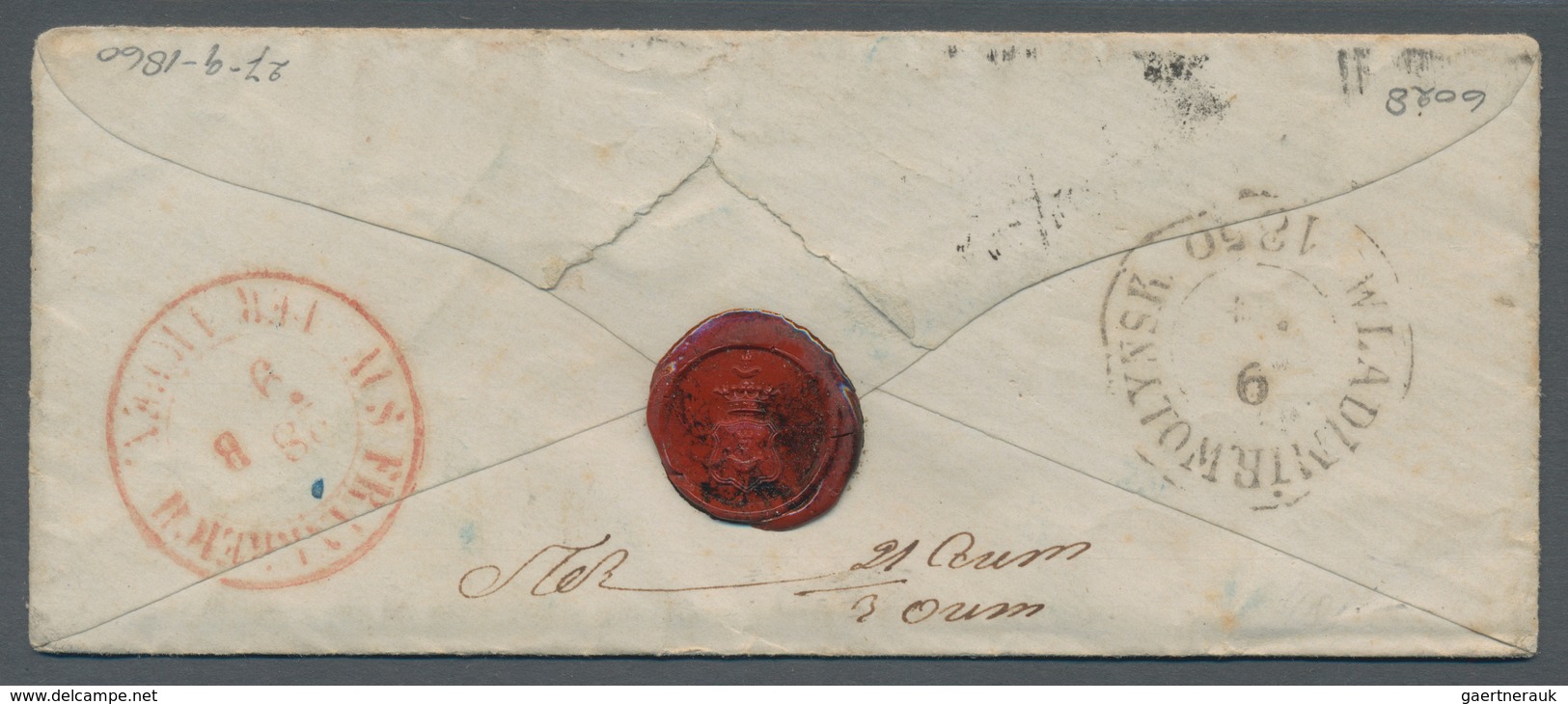 Russland: 1860, Small Cover With Content From PARIS 27 SEPT 60 With Post-contract Mark "F. 33" Par V - Cartas & Documentos