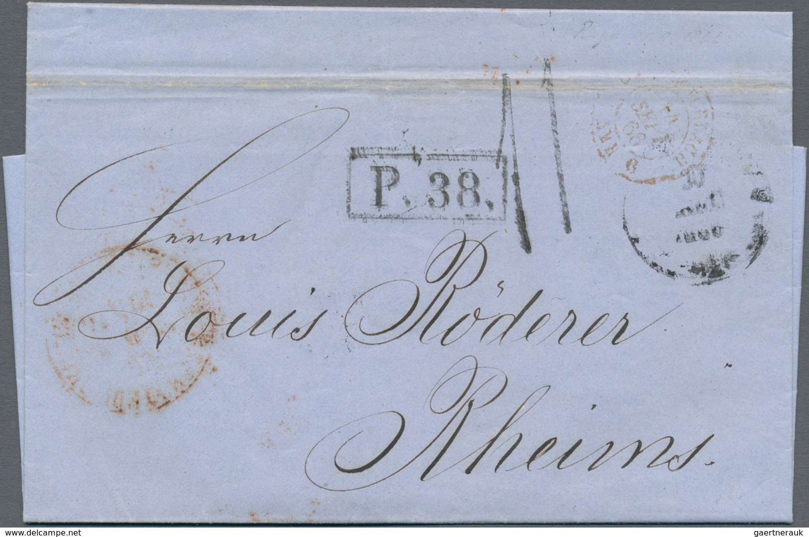 Russland: 1863/1866, four folded letters from RIGA adressed to Roederer in Reims bearing different t