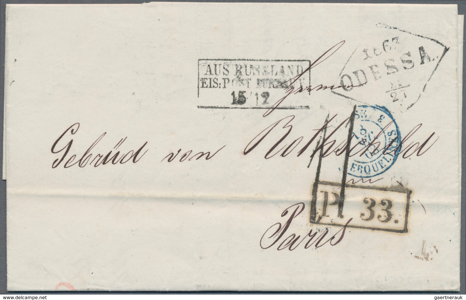 Russland: 1868/75 Two Letters Each Sent By Rail Mail, Once From Kharkov With Line 47 - 48 To Stocker - Brieven En Documenten