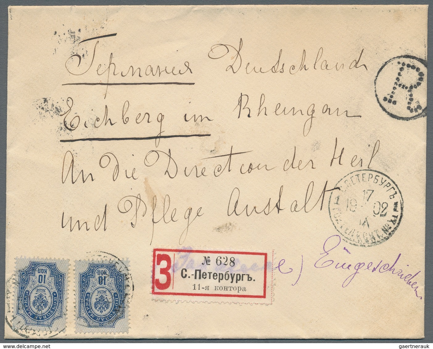 Russland: 1896/1902 Five Items All Sent From Different Telegraph PO Of St. Petersburg, Three Registe - Brieven En Documenten