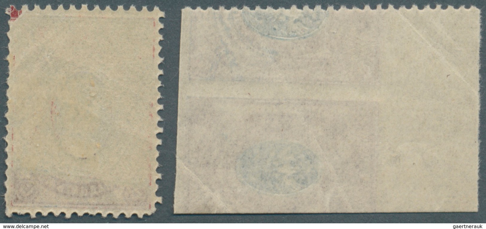 Russland: 1909, 15 K Brown Lilac/blue, One Item With Print On The Rubber Side And The Other With Alm - Briefe U. Dokumente