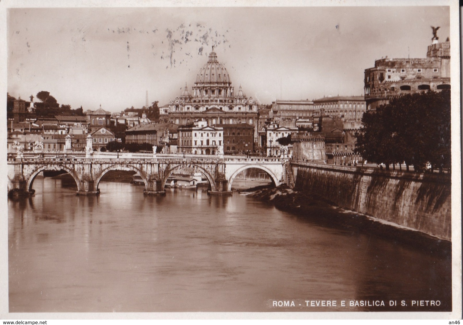 ROMA TEVERE E BASILICA DI S. PIETRO VG  AUTENTICA 100% - Fiume Tevere