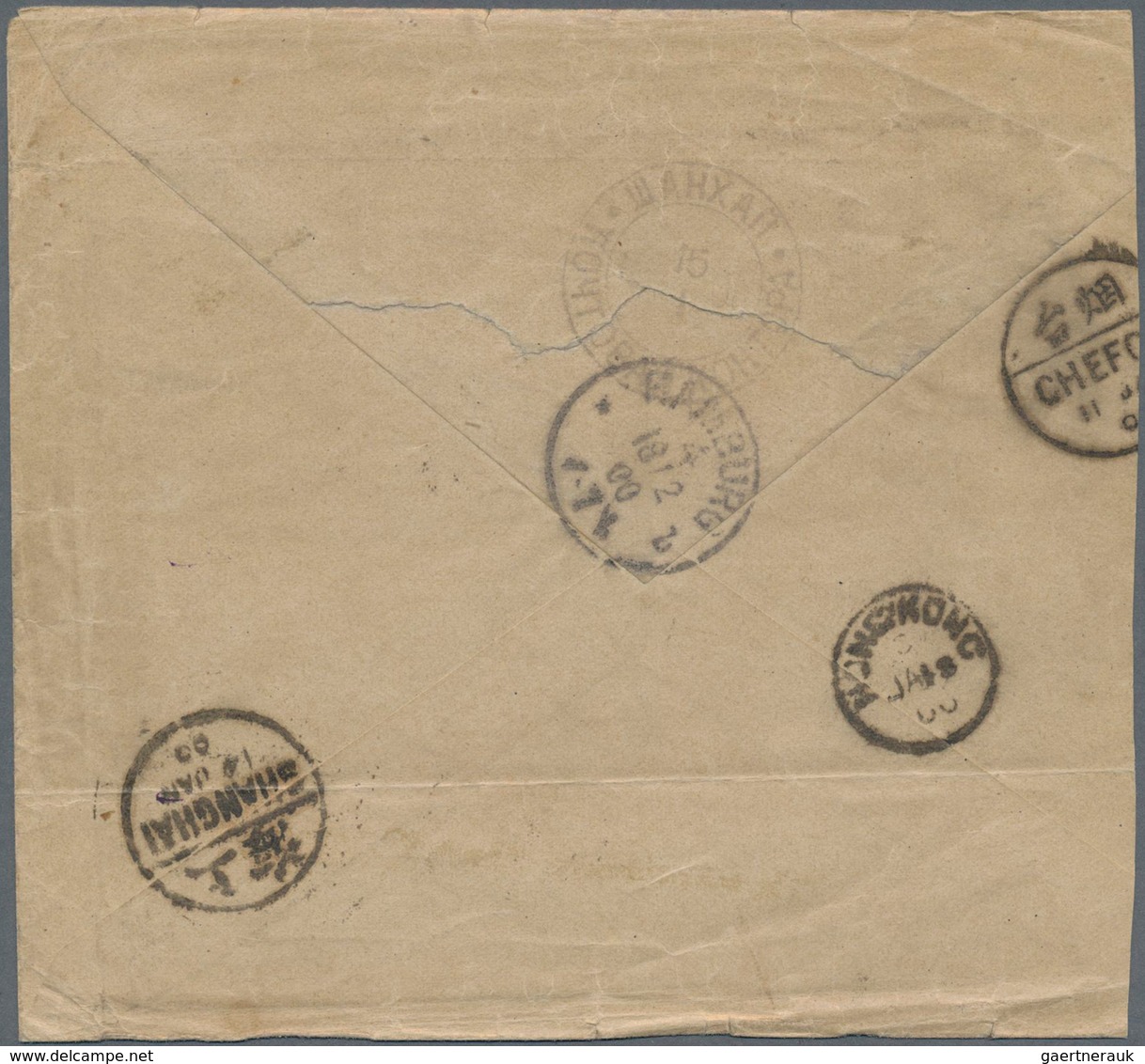 Russische Post In China: 1899, 10 K. Tied Small Type "INKOU11 I 1900" To Envelope With Red Boxed "PA - China