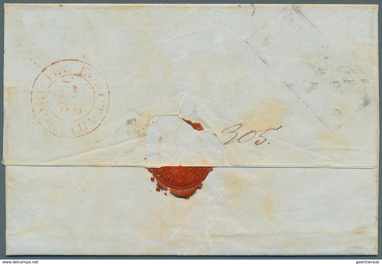 Russische Post In Der Levante - Staatspost: 1848, Letter From Constantinopel Wih Red Post Mark Of Th - Turkish Empire