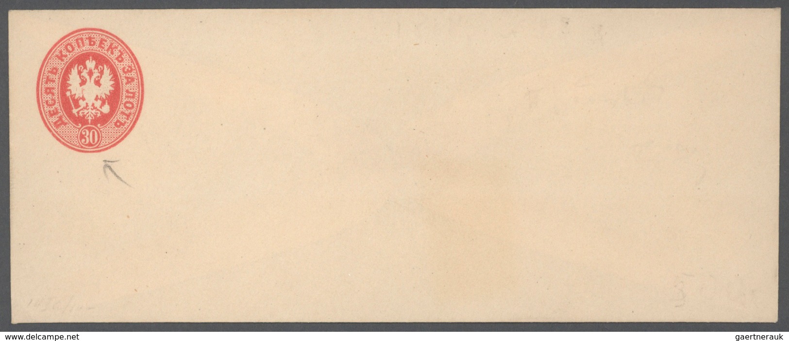 Russland - Ganzsachen: 1868, 30 Kop, Postal Stationery Envelope PROOF. - Ganzsachen