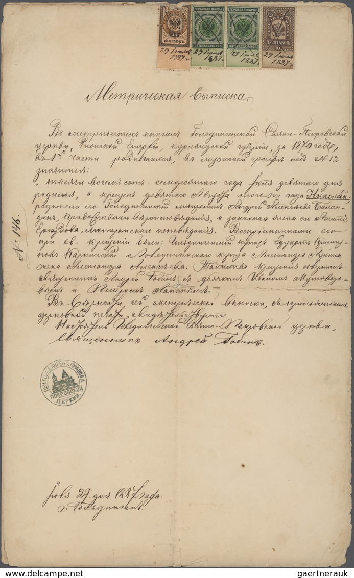 Russland - Besonderheiten: 1847/87 Four Documents In Russian And German Language, Incl. The Copy Of - Andere & Zonder Classificatie