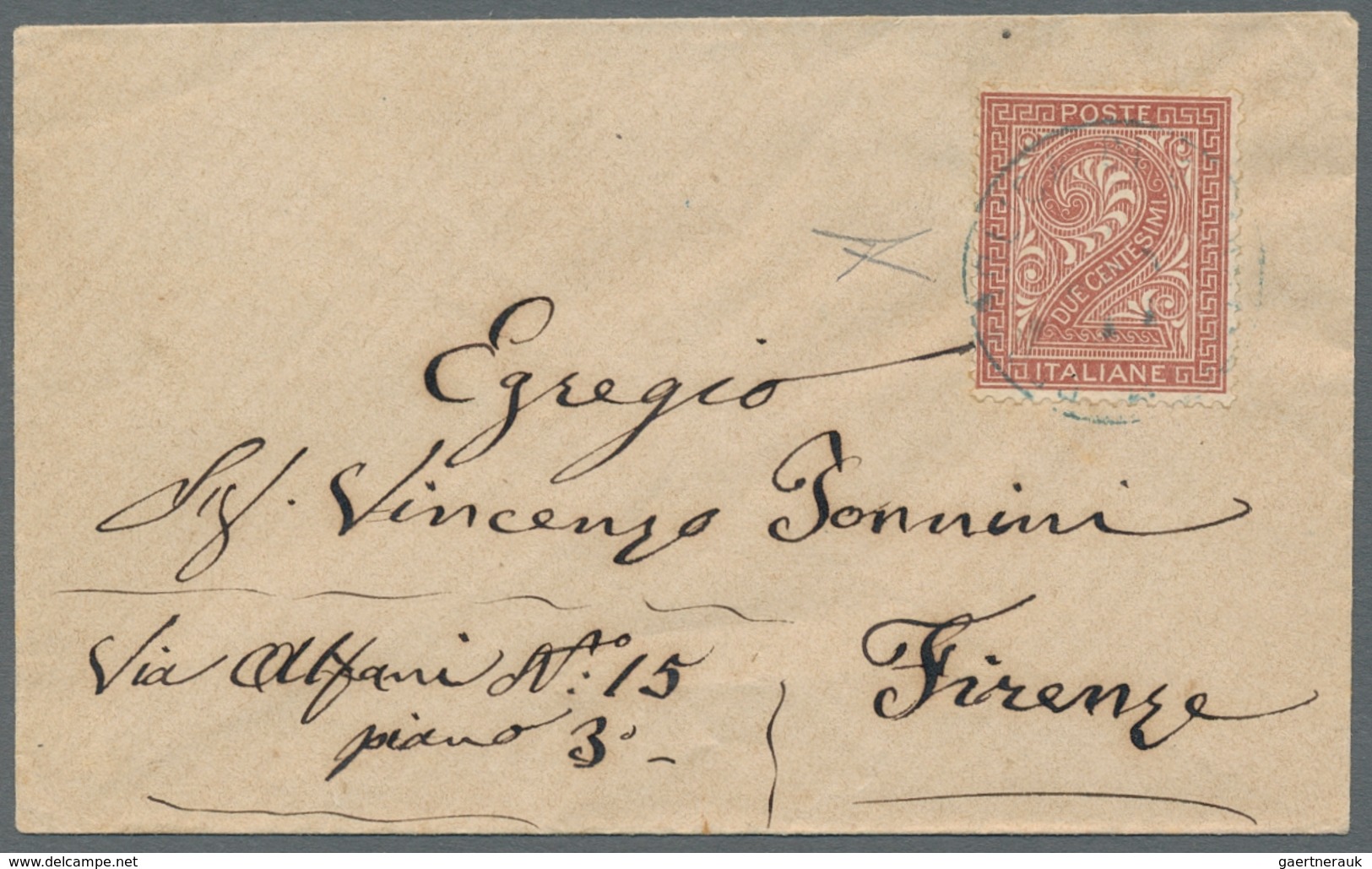 San Marino: 1863, "2 C. Brick Red, Turin Printing" Single Franking From Italy On A Small Letter With - Andere & Zonder Classificatie