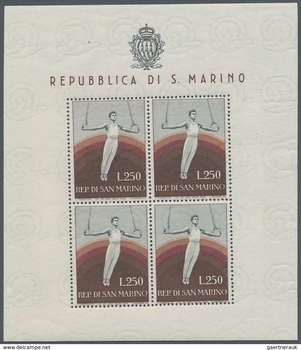 San Marino: 1955, "Sport II" Miniature Sheet Of Four Values, Mint Never Hinged In Very Fine Conditio - Andere & Zonder Classificatie