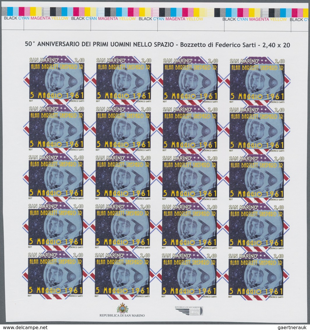 San Marino: 2011, 50th Anniversary Of Manned Space Flights, 2.40€ "Alan Shepard", IMPERFORATE Proof - Andere & Zonder Classificatie