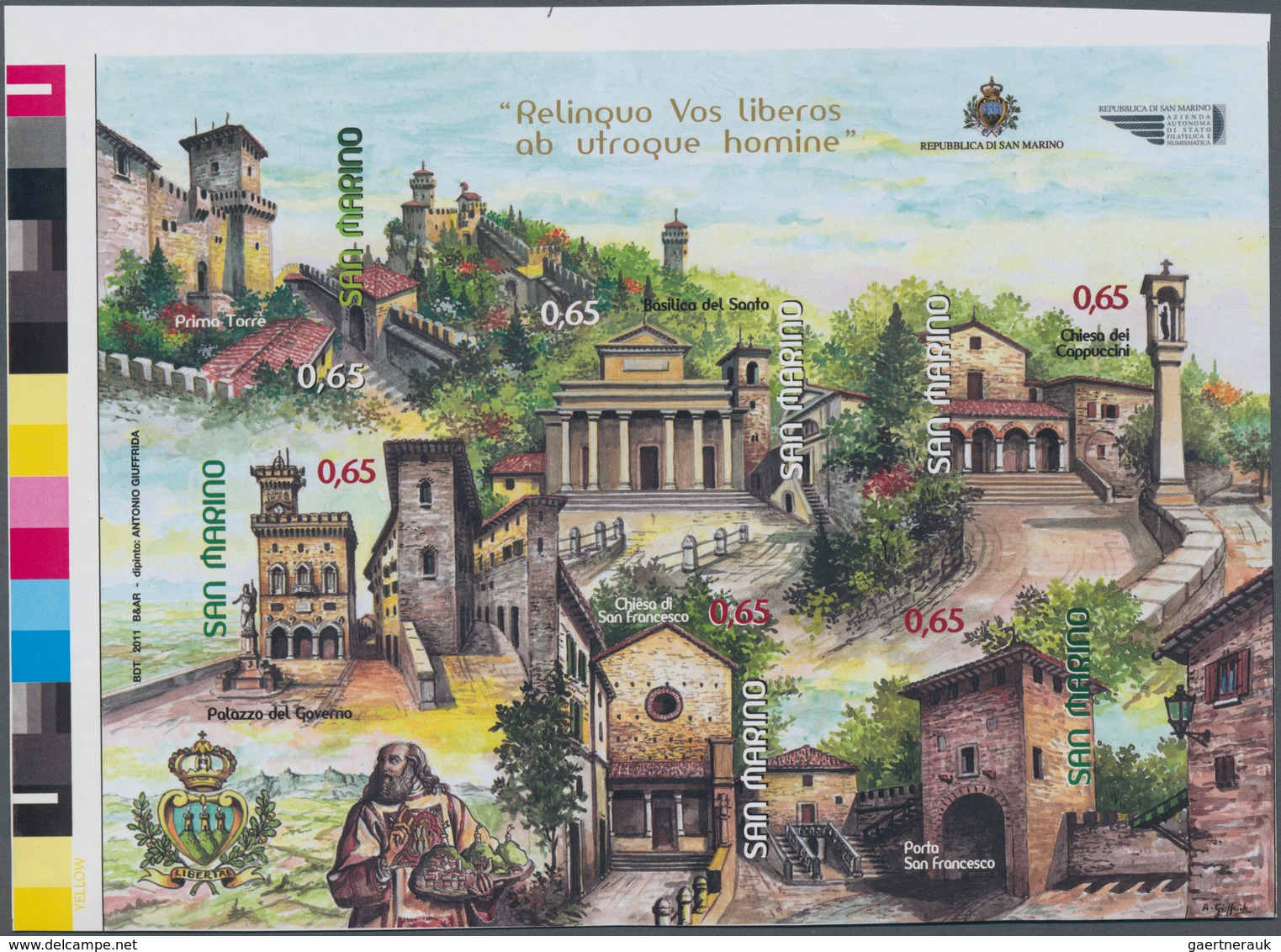 San Marino: 2011, San Marino Sights Souvenir Sheet, IMPERFORATE Proof With Traffic Lights, Mint Neve - Andere & Zonder Classificatie