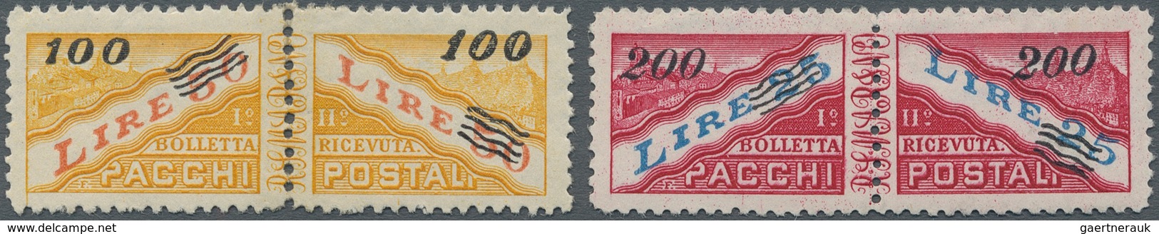 San Marino - Paketmarken: 1948/1950, Parcel Post Stamps Surcharges Set Of Two 100/50l. Orange/red An - Parcel Post Stamps