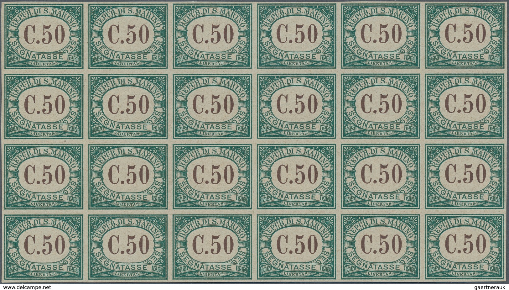 San Marino - Portomarken: 1897, 50c. Green/brown, Imperforate Proof On Unwatermarked Ungummed Paper, - Postage Due