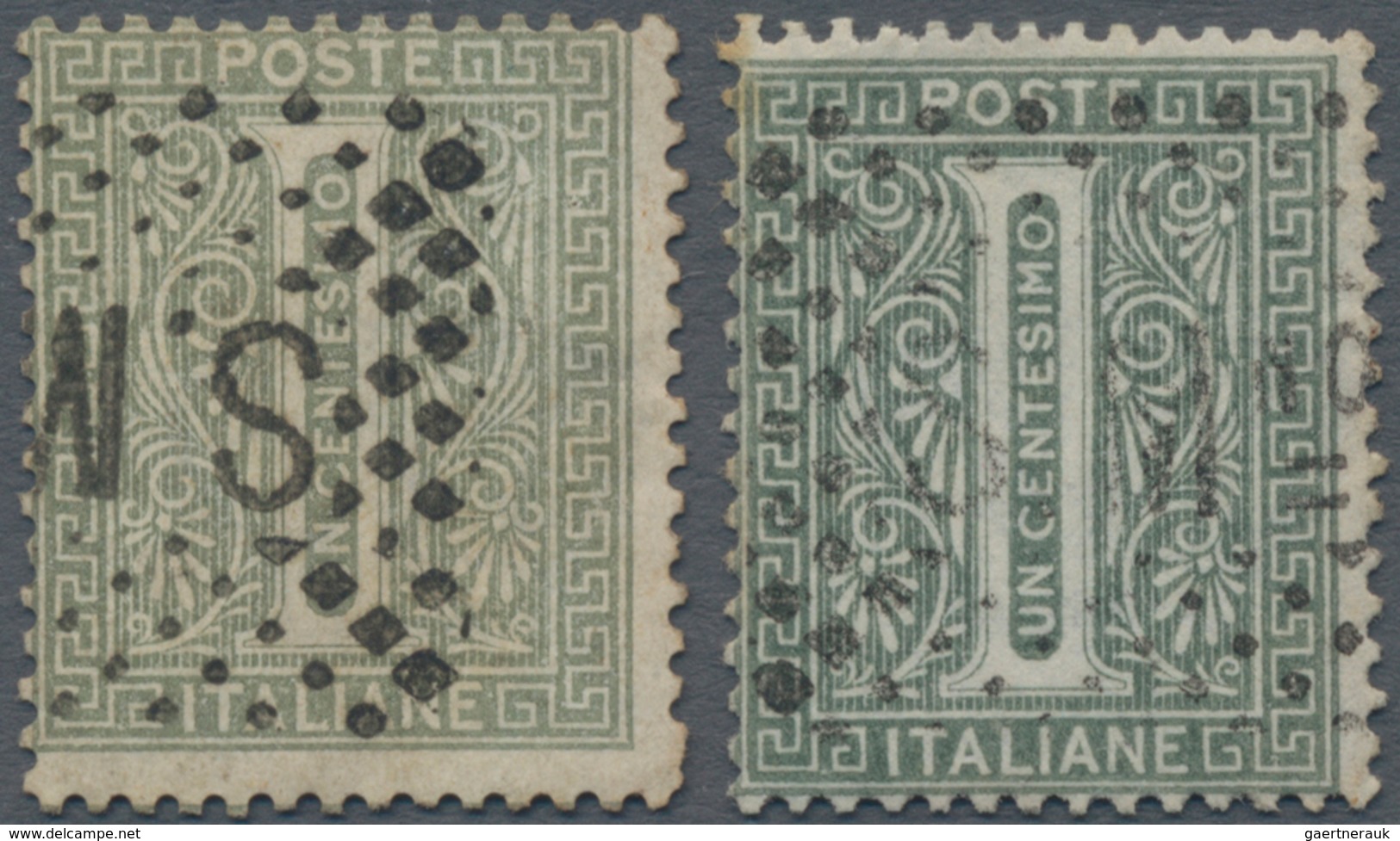 San Marino - Stempel: 1866/1870. 1 C.green, Both The London And The Turin Printing, Both Cancelled B - Otros & Sin Clasificación