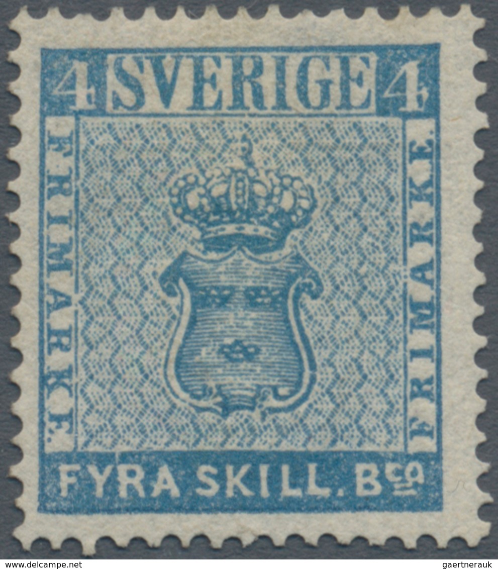 Schweden: 1855/1868 First Reprint Of 4 Skill B:co Blue (June 1868), Unused Without Gum, With A Parti - Used Stamps