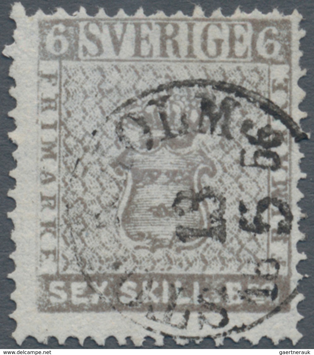 Schweden: 1855-58 6 Skill B:co Grey, Early Printing On Thin Paper, Used And Cancelled By "STOCKHOLM/ - Used Stamps