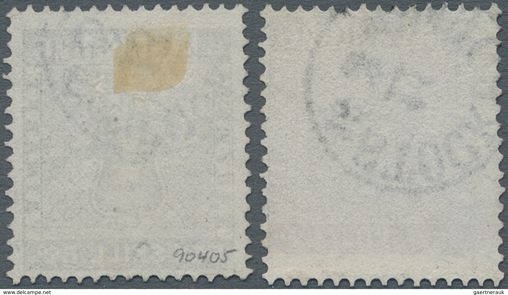 Schweden: 1855, Coat Of Arms 6 Skill. Two Stamps In Different Shades Grey And Brownish-grey Both Fin - Gebruikt