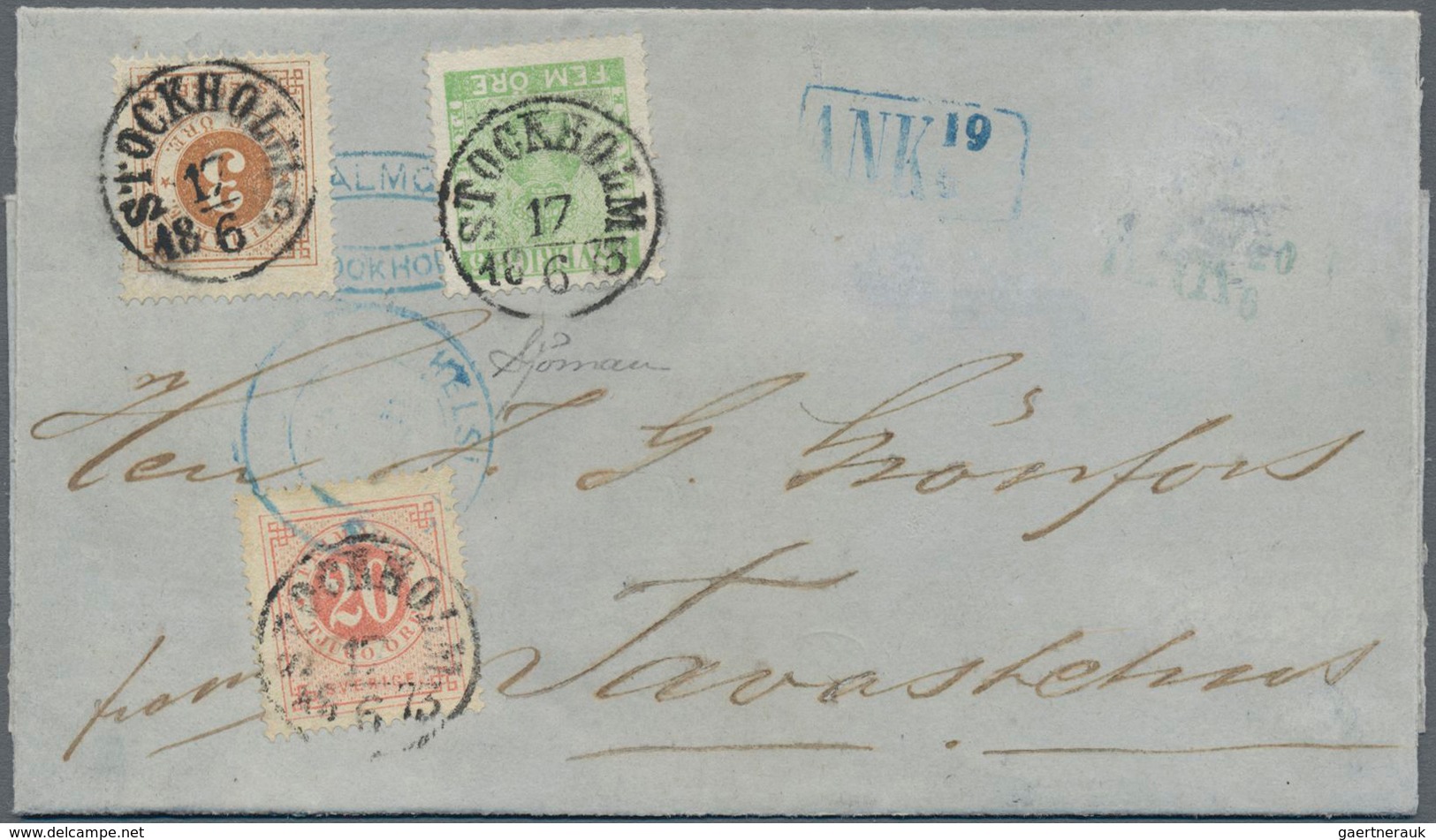 Schweden: 1873 Folded Cover With Contents From Stockholm To Tavasternes Via Helsingfors, Franked By - Gebruikt