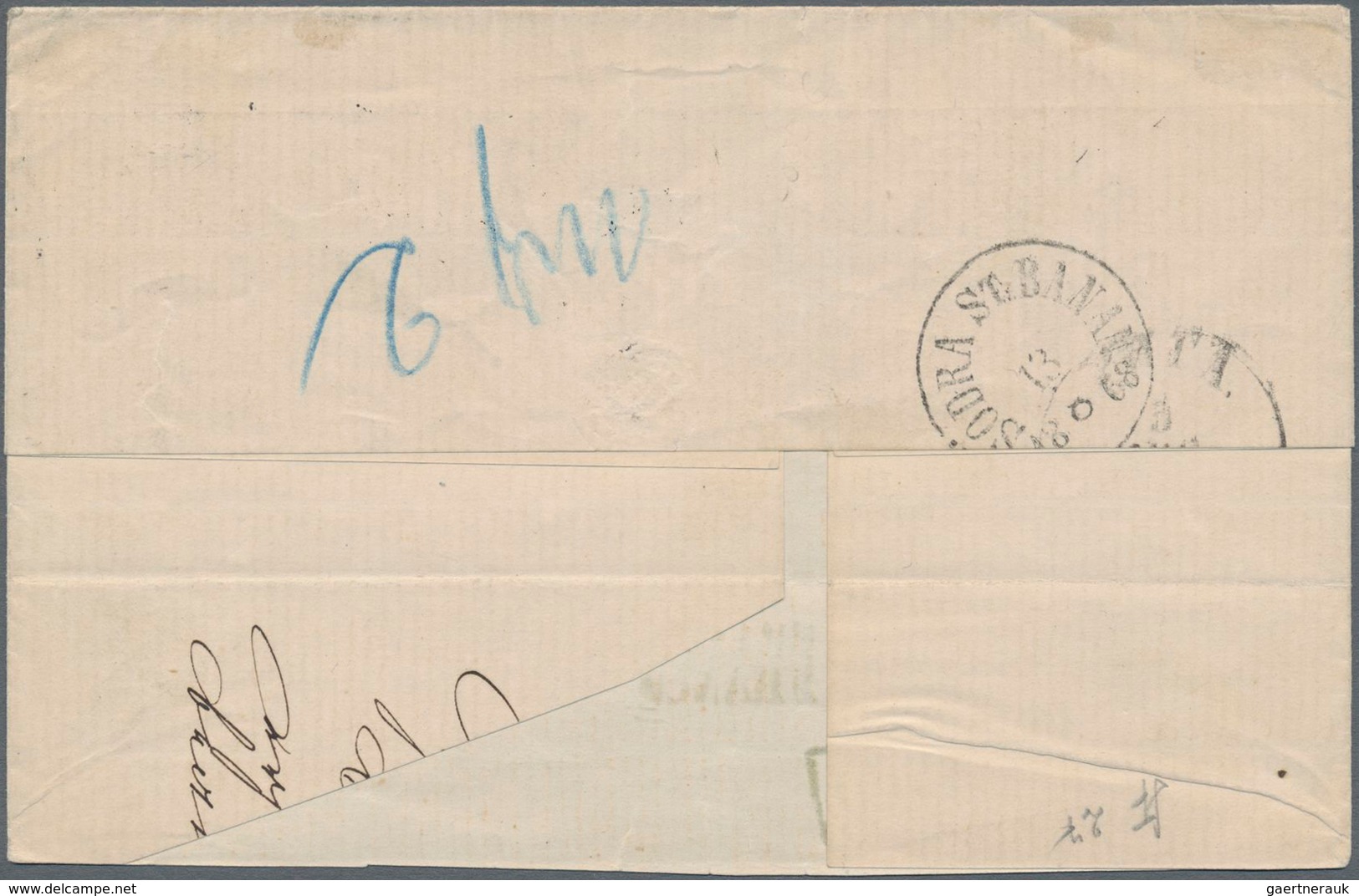 Schweden: 1868 Destination LATVIA: Folded Cover From Carlskrona To Riga, Russia 'via Prussia' (endor - Gebruikt