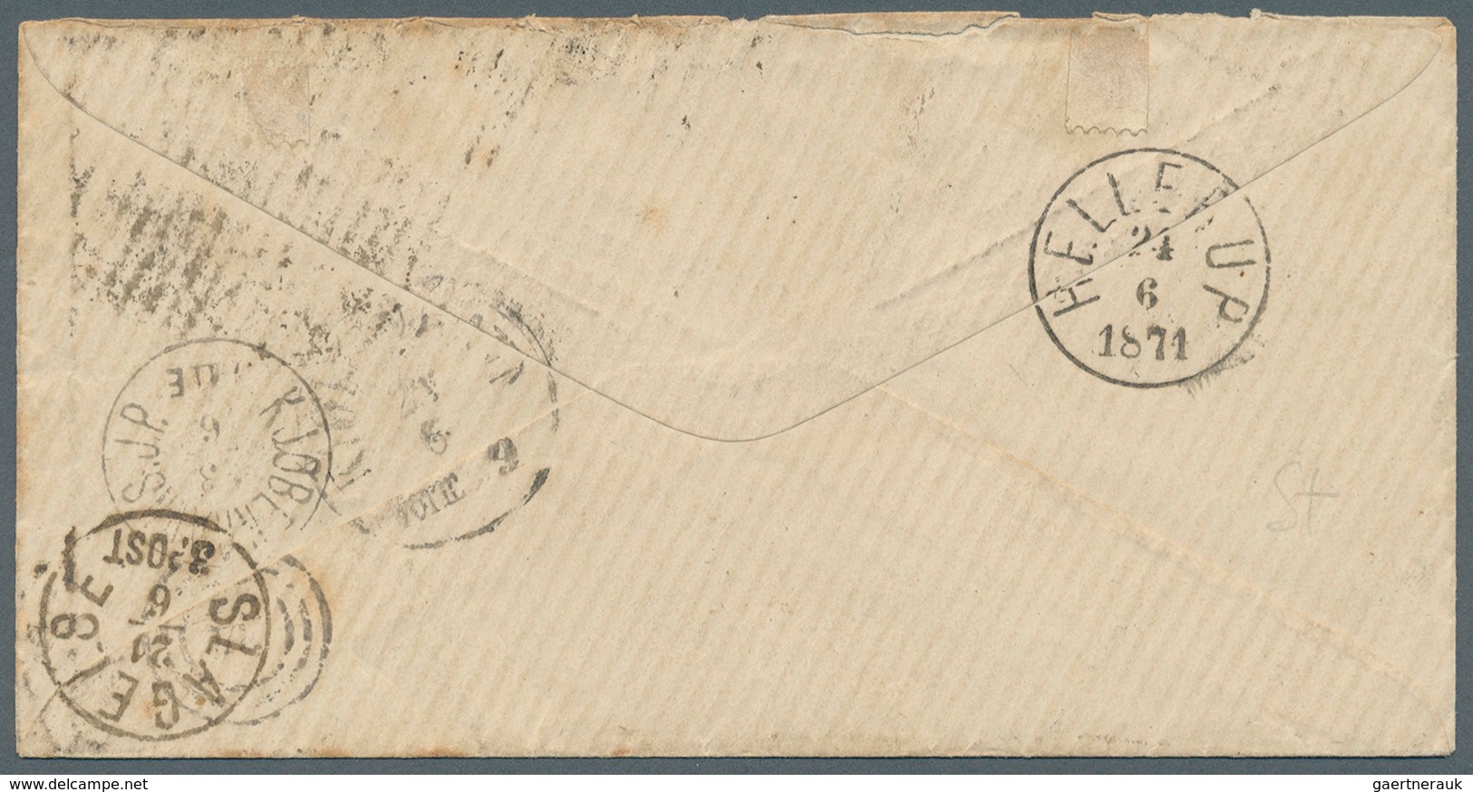 Schweden: 1871, Schweden, 12 Ö Blau (kpl. Scherenschnitt Und Entwertung Durch Rotstift) Auf Couvert - Used Stamps
