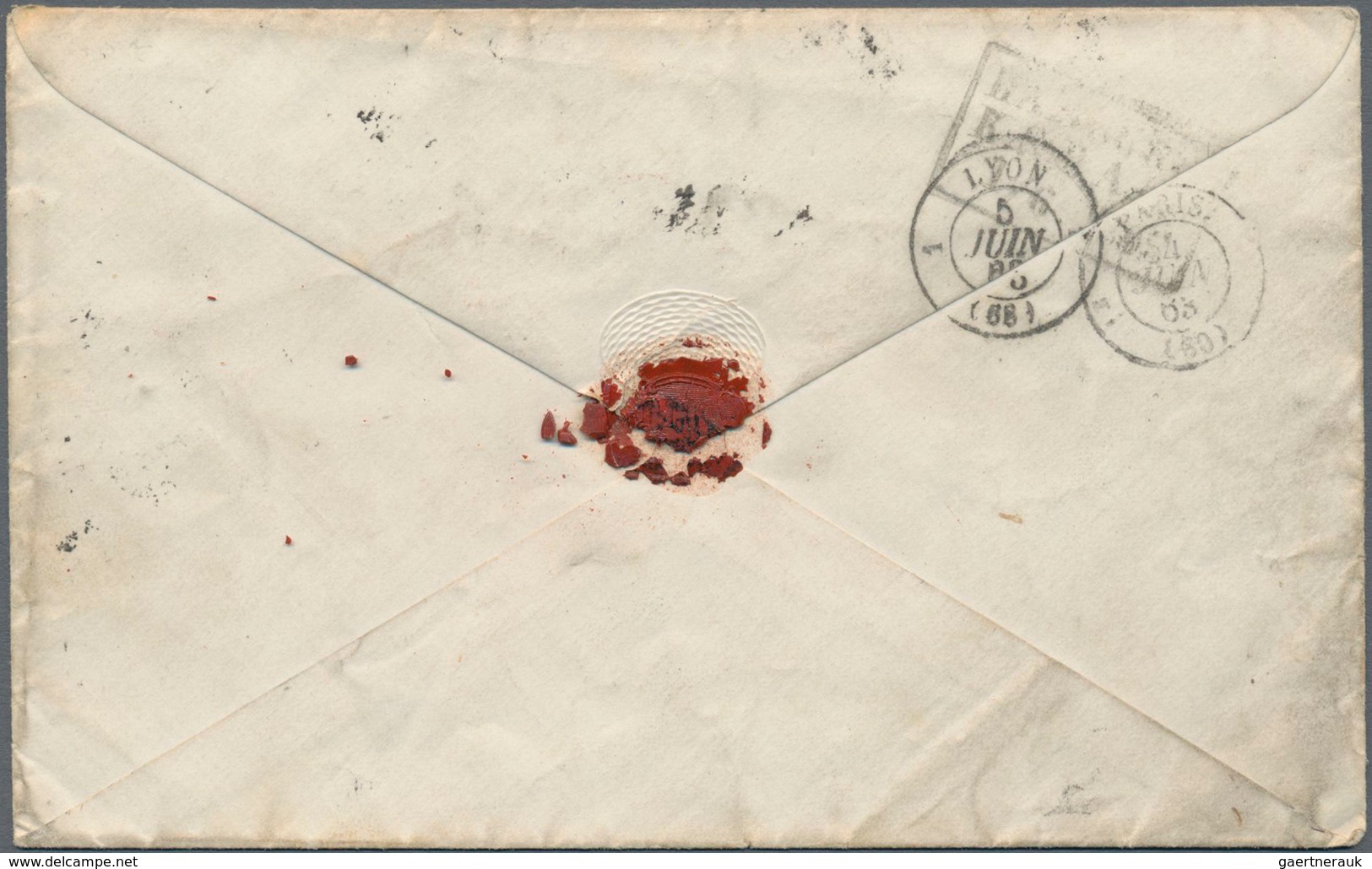 Schweden: 1863 Cover From Stockholm To Lyon, FRANCE Via Hamburg And Paris, Franked By 1858 30øre Bro - Gebruikt