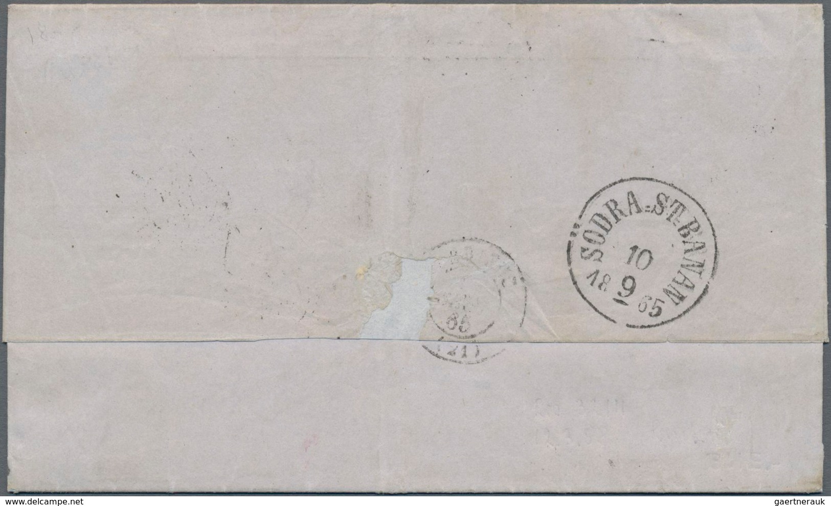 Schweden: 1865 Double Weight Letter From Stockholm To St. Brieuc, France Bearing 'Coat Of Arms' 24ør - Gebruikt