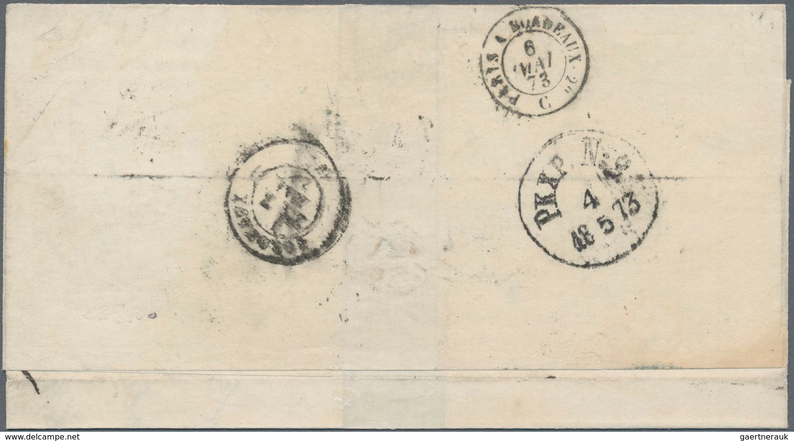 Schweden: 1873 Folded Cover From Stockholm To Bordeaux, FRANCE Franked By 1872 3øre Brown Pair And T - Gebruikt