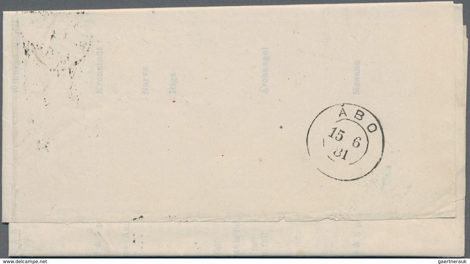 Schweden: 1881 Entire Letter From Stockholm To Wasa Via Åbo, Franked 1877 5 øre Green, Perf 13½, Tie - Used Stamps