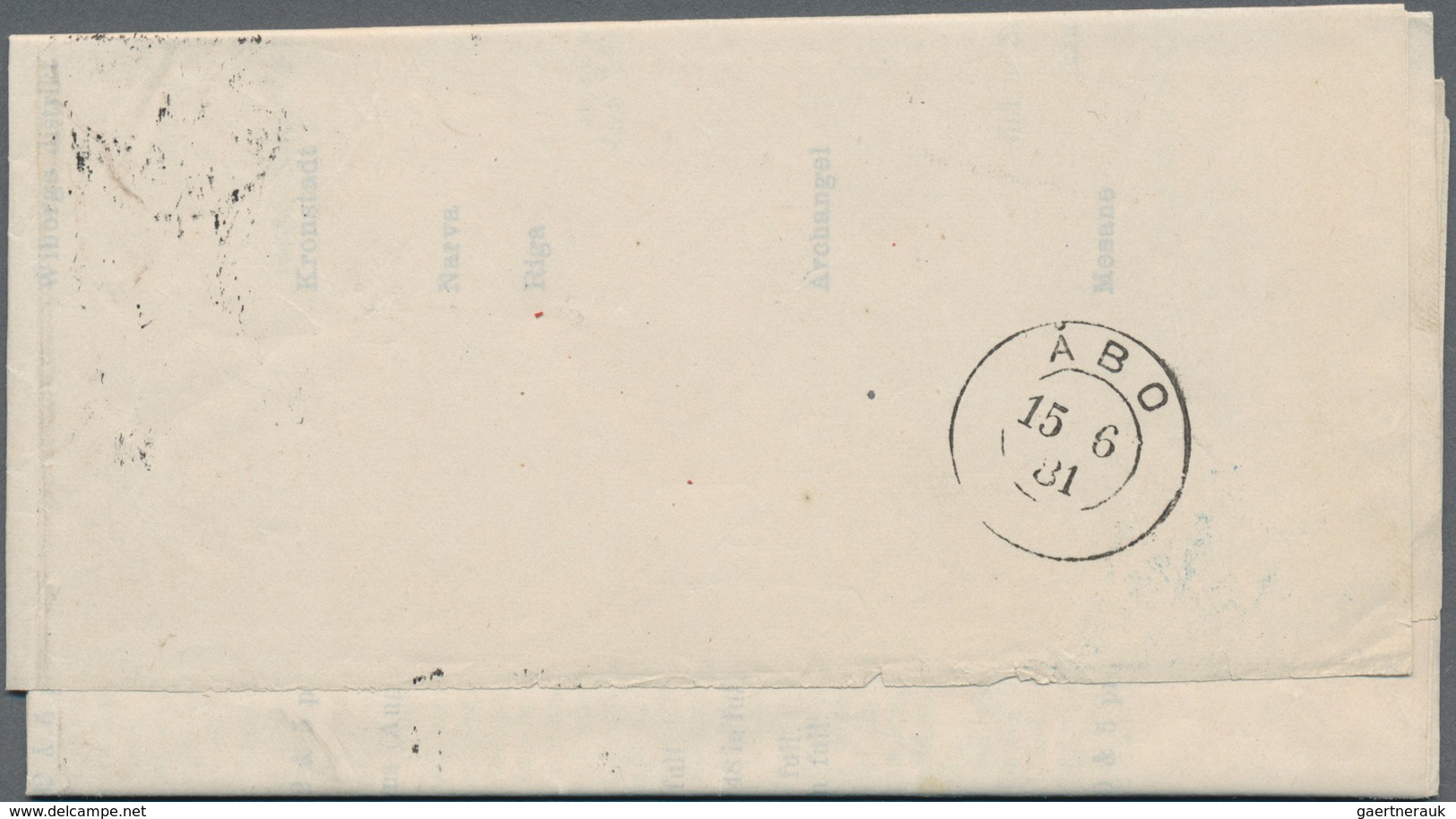 Schweden: 1881 Entire Letter From Stockholm To Wasa Via Åbo, Franked 1877 5 øre Green, Perf 13½, Tie - Gebruikt