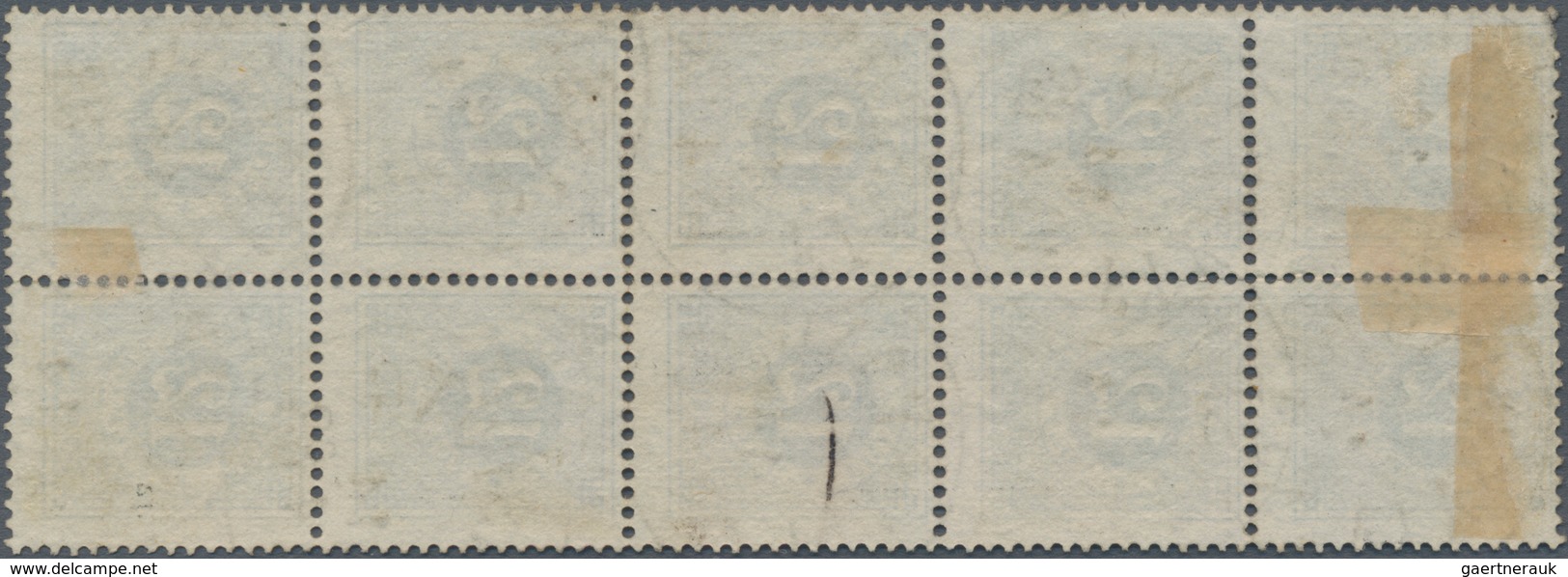 Schweden: 1877, 12 Öre Perforation "B" Vertical Block Of Ten In Good Condition, Rare! - Gebruikt