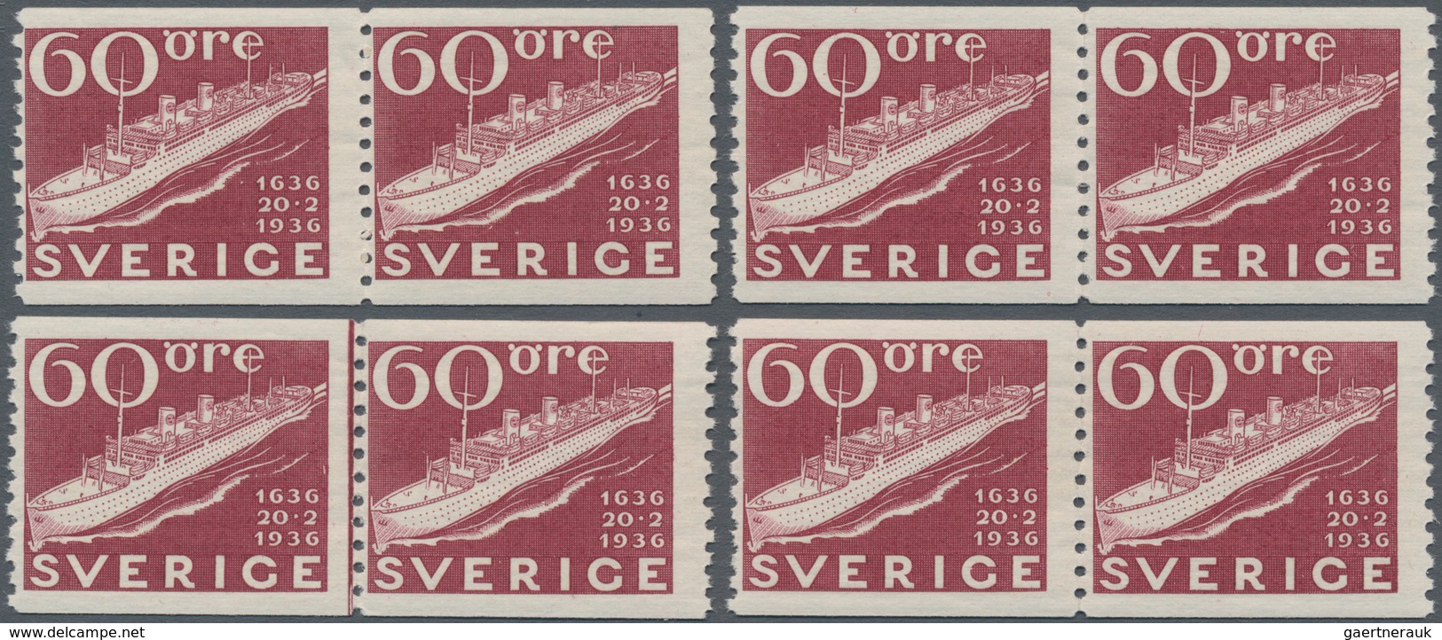 Schweden: 1936, Tercentenary Of Swedish Post 60öre Violet-carmine (passenger Ship ‚Gripsholm‘) In Fo - Usados