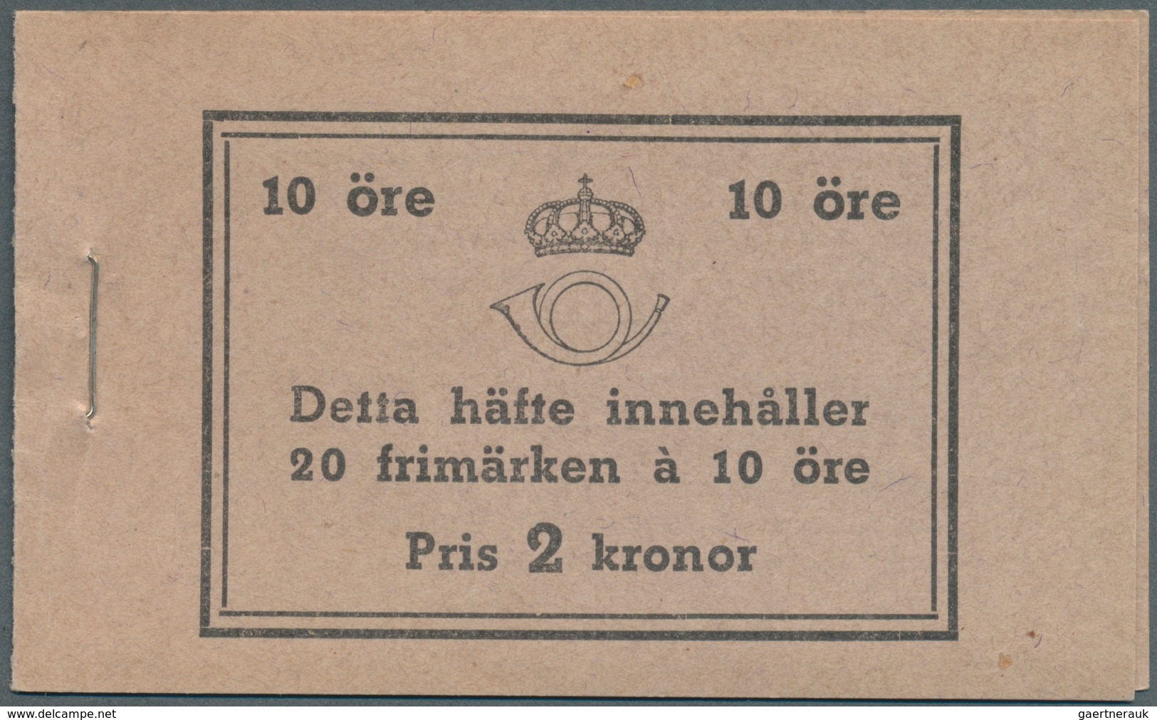 Schweden - Markenheftchen: 1939, Gustaf V Right Profile Type I, Complete Stamp Booklet ‚Pris 2 Krono - 1951-80