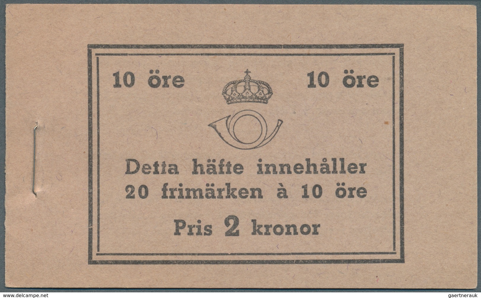 Schweden - Markenheftchen: 1939, Gustaf V Right Profile Type I, Complete Stamp Booklet ‚Pris 2 Krono - 1951-80